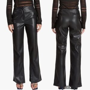 Tanya Taylor NWT Adler Pants Black Faux Leather Straight Leg Women's 4